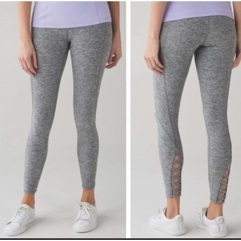 Lululemon Pure Practice High Waisted 4 Way Stretch Heather Gray Leggings Size 2 - Picture 1 of 12